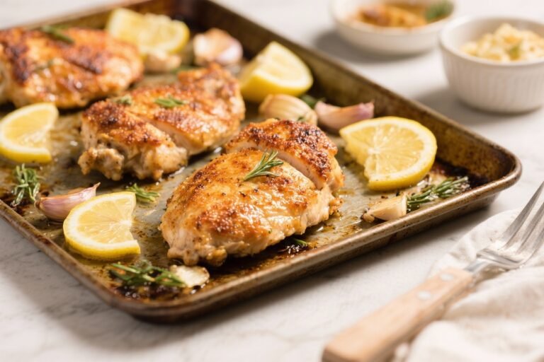 Crispy Sheet Pan Lemon Garlic Chicken (Quick Clean-Up + 40g Protein): The Weeknight Hero You’ll Actually Crave